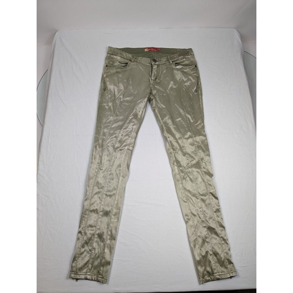 VTG Apple Bottoms Skinny Fit Jeans Women's‎ 9/10 Green Metallic Stretch Y2K